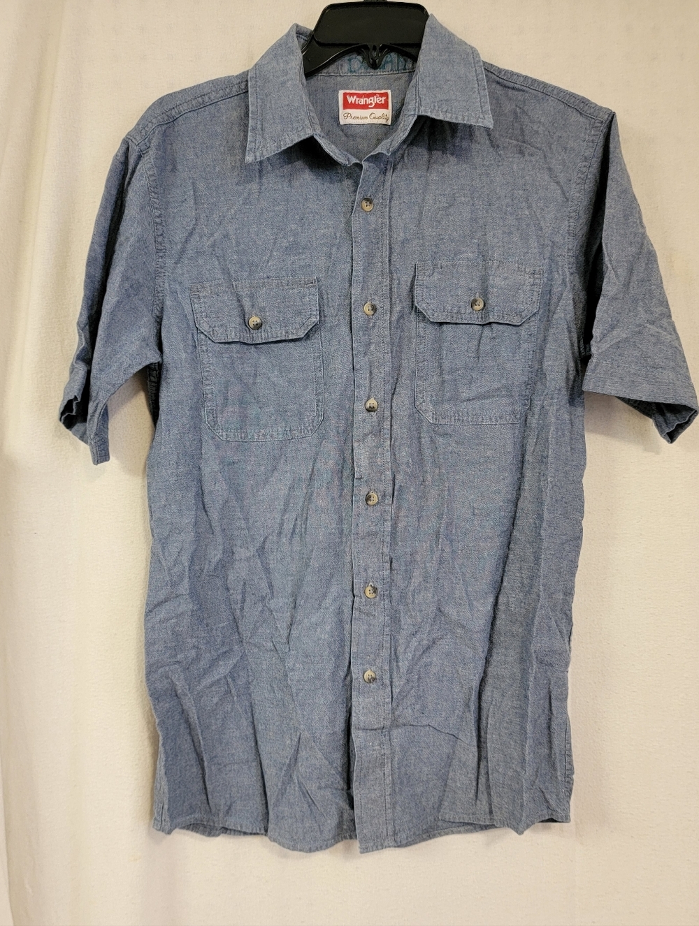 Wrangler Light Blue Short Sleeve Chambray Button-Up Shirt